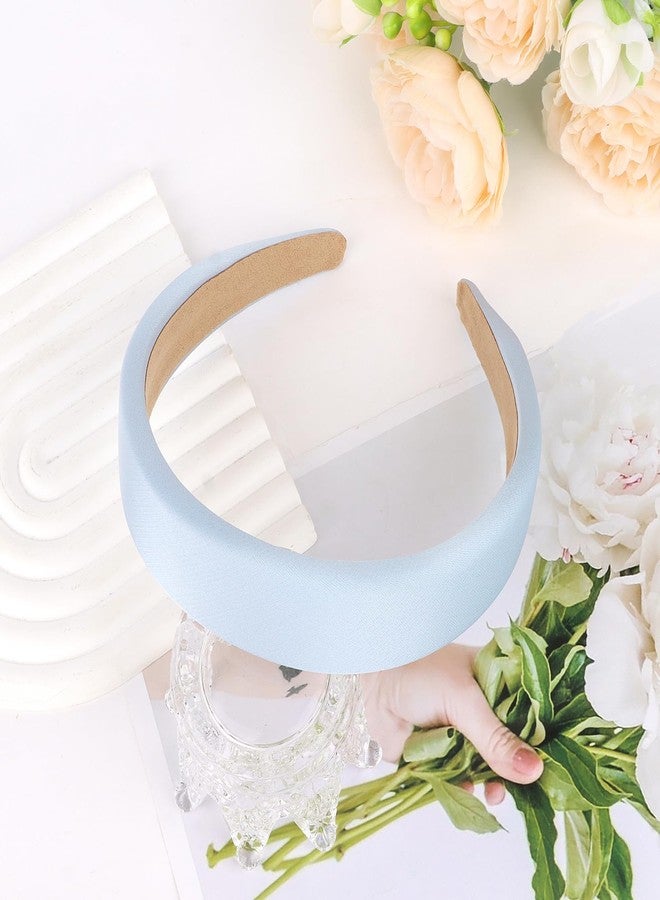 Amariver Blue Headband for Women 1.2inch Satin Headbands Padded Head Bands DIY Plain Hair Band Fashion Light Blue Hair Accessories for Women Girls - Image 4